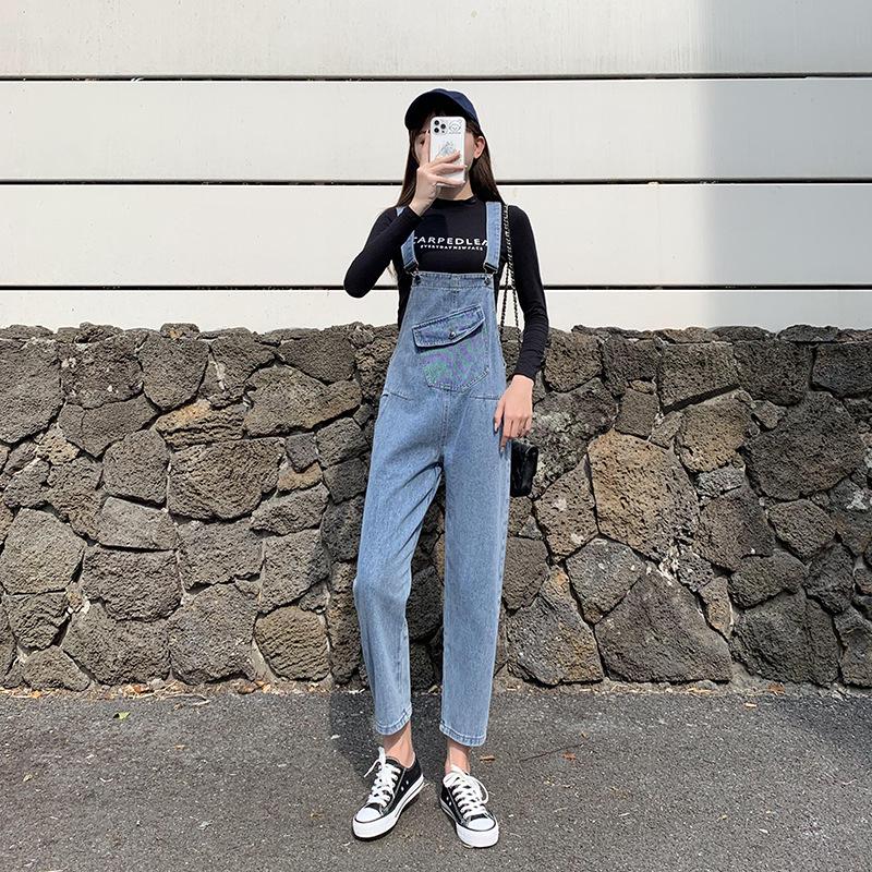 Stylish High-Waist Denim Suspenders: Versatile, Slim-Fit Jumpsuit for Women