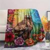 1PC Patchwork art Print FlAannel Blanket, High quality Comfortable for All Seasons, Home Decor, Warmth and Comfort