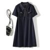 Sea Soul Stylish Polo Dress! Women's Summer Washed Denim Cotton Chest Pocket Front Zipper Dress Drape Feet
