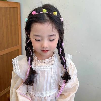 2026 Spring-Summer Girls' Hair Hoops & Bands: Mesh Balls, Plaid Pattern,Bright,Ideal for Braids, Energetic Teen Hair Accessories