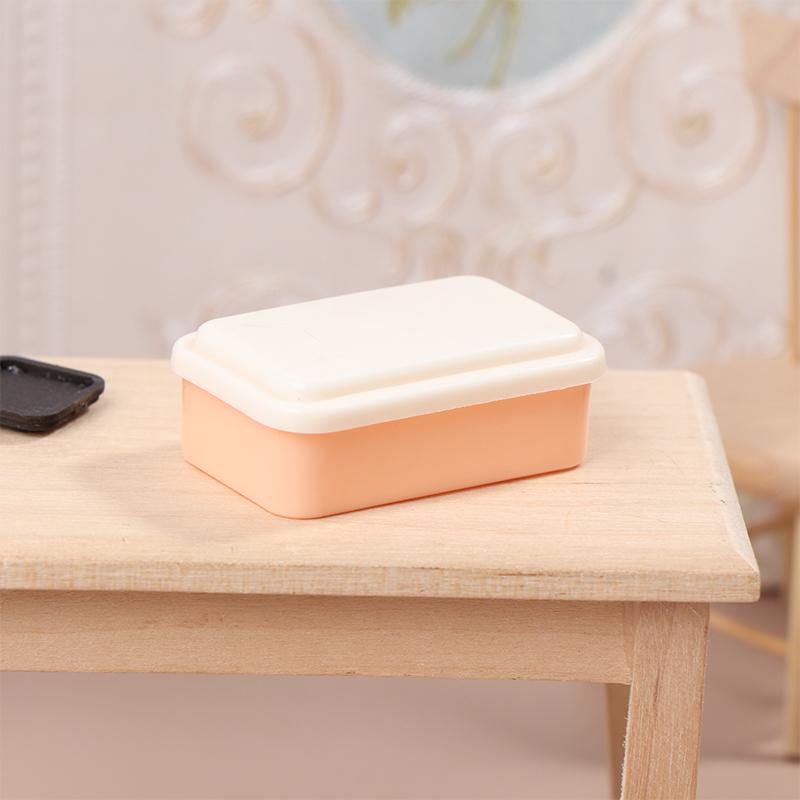 1:12 Scale Dollhouse Kitchen Lunch Box Simulation Plastic Storage Box Mini Fresh Keeping Box Food Tableware Decor Toy Model