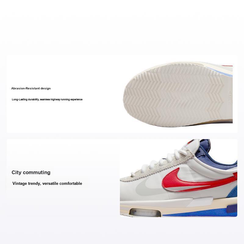 Sacai x Nike Zoom Cortez SP OG Unisex Spor Ayakkabı Beyaz Varsity-Kırmızı Varsity-Kraliyet Mavisi DQ0581-100