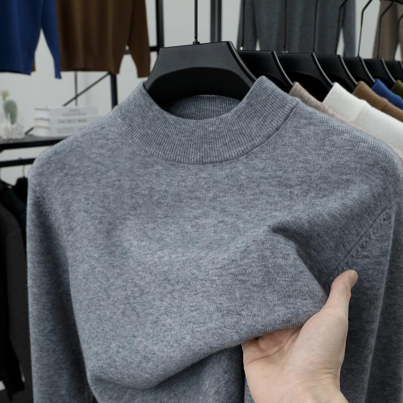Herren Pullover aus einfarbiger Wolle - Herbst/Winter Halber Rollkragen Lässiger Baselayer