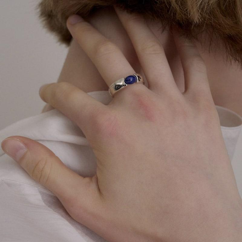 ovbeige [VEI] 925silver STONE BOLD RING_LAPIS LAZULI