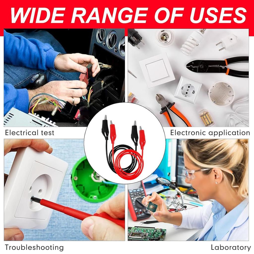 Double-Ended Alligator Clip Electrical Insulated Test Leads Jumper Wires with Crocodile Clamps for Circuit Connection Testing