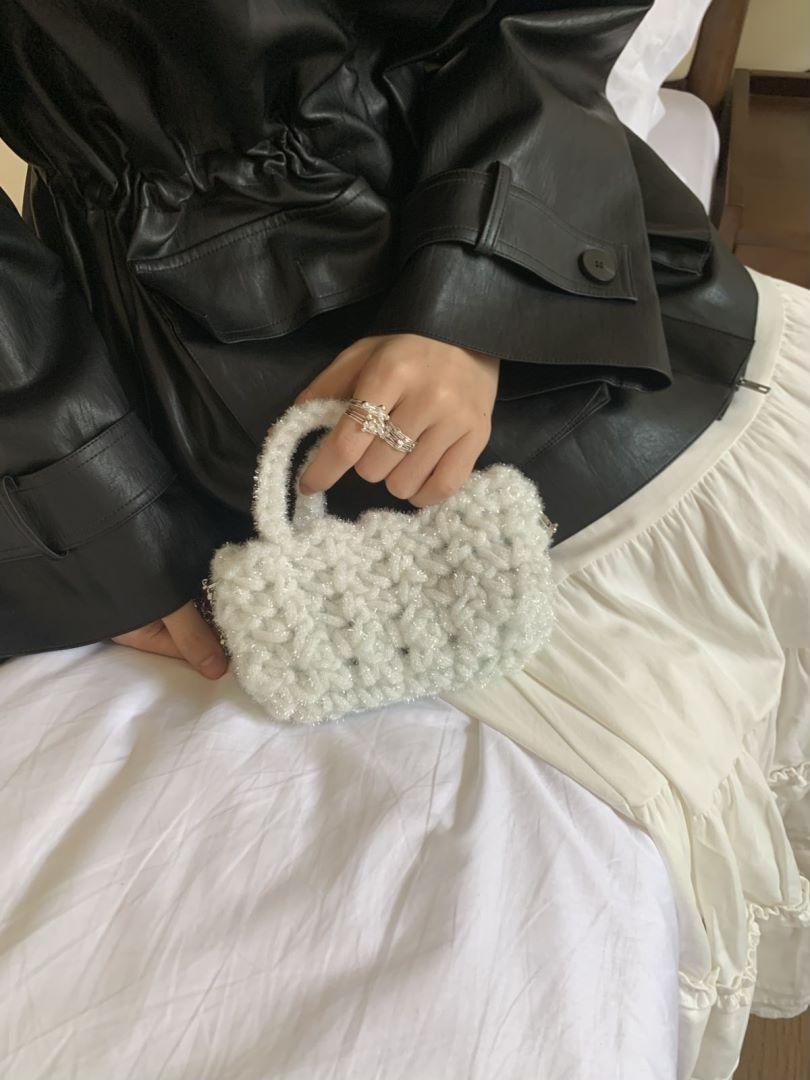 

Осенне-зимняя новая мини-корзина для овощей из той же серии, модная повседневная универсальная сумка из чистого ручного плетения белый