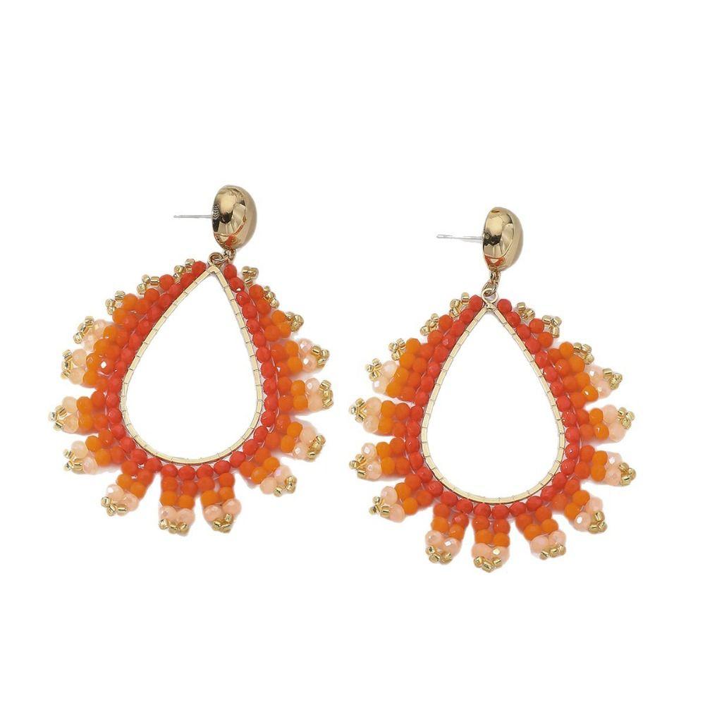 Bohemia Crystal Beaded Earrings Crystal Pendant Earrings  Summer Party Jewelry Accessories