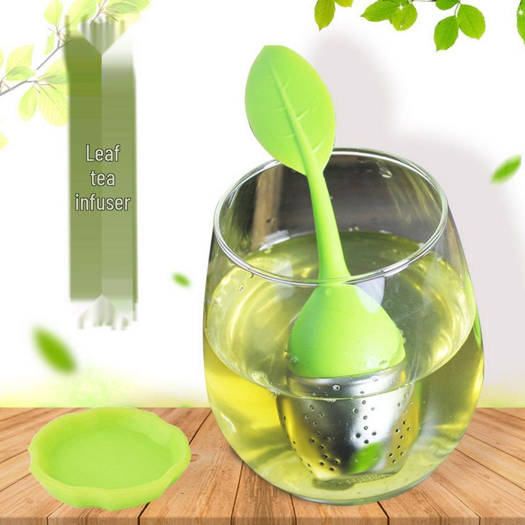 Infusore per tè a forma di foglia in acciaio inossidabile 304 con silicone - Carino, Creativo, per uso alimentare