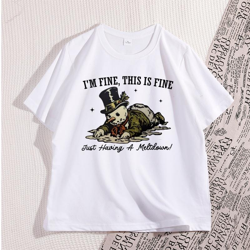 

Retro Snowman Graphic T Shirts Funny Christmas T Shirt Winter Xmas Short Sleeves Cotton T-shirt Man Casual Designer Tops XXXL белый