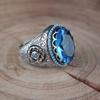 2023 New Zinc Alloy Ring For Men Fashion Trend Blue Zircon Finger Ring Male Party Jewelry