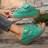 Summer new one-character thick-soled hollowed-out wedge slippers women wear large-size fish mouth beach slippers