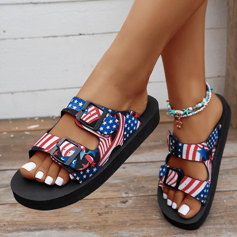 Women's Summer Flat Sandals, Slip Fashionable Shoe Sets, Casual Outdoor Beach Shoes