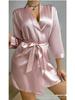 Cross-border Women's Tie-up Bathrobe: Sexy, Comfortable Ice Silk-like Nightgown & Morning Robe