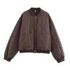 European and American Style Autumn and Winter New Products Solid Color Rhombus Grid Warm Slim Jacket Top Women
