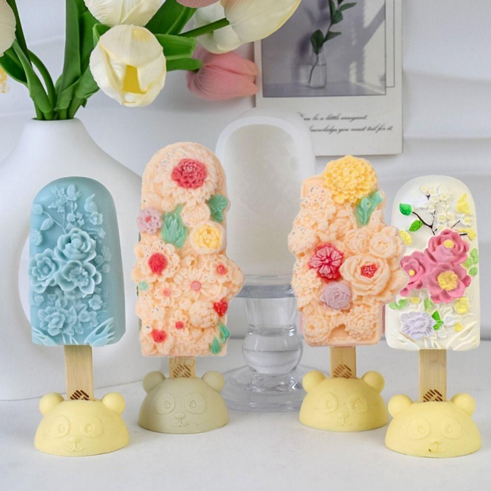 Food Grade Carved Flower Popsicle Mold Silicone Popsicles Maker Flower Ice Cream Molds for Home