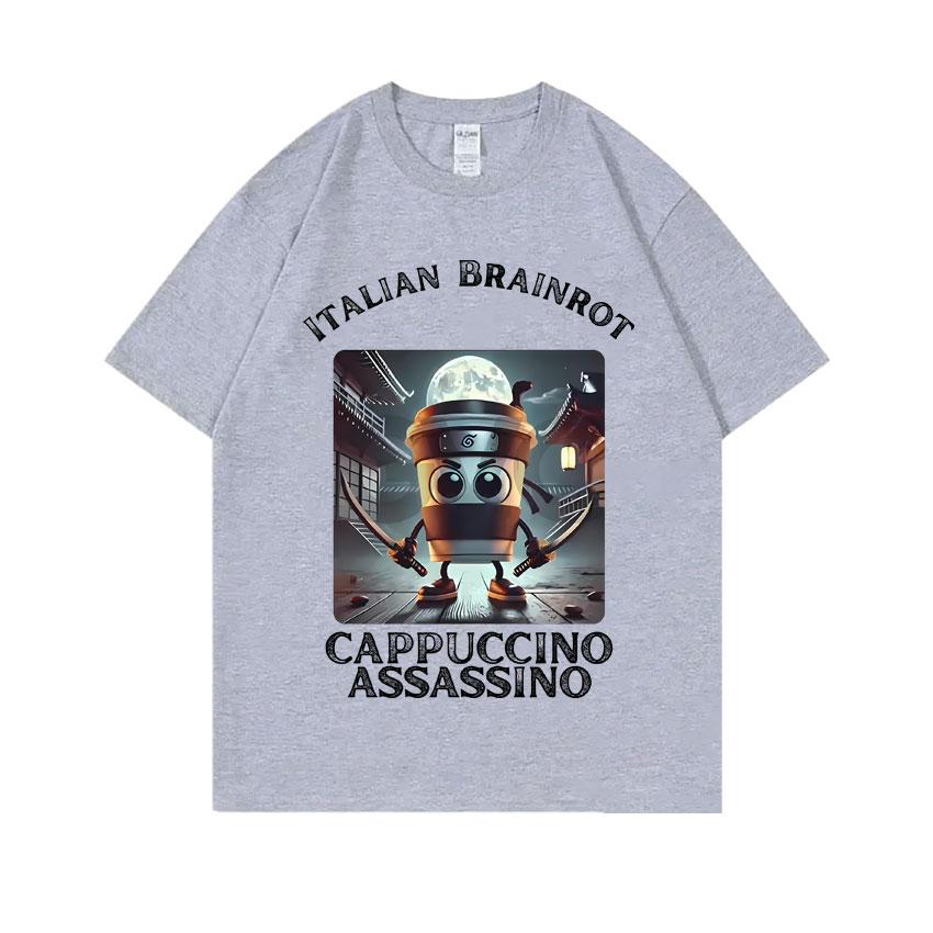 Italian Brainrot Cappuccino Assasino Funny Meme Tshirt Men Women Casual Joke Humor  T-shirt Unisex Vintage Oversized T Shirts