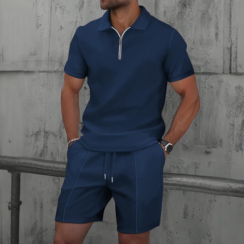 Huafu Ge Trendy New Men's Collar Suit Short Sleeved Shorts Casual Sports Suit