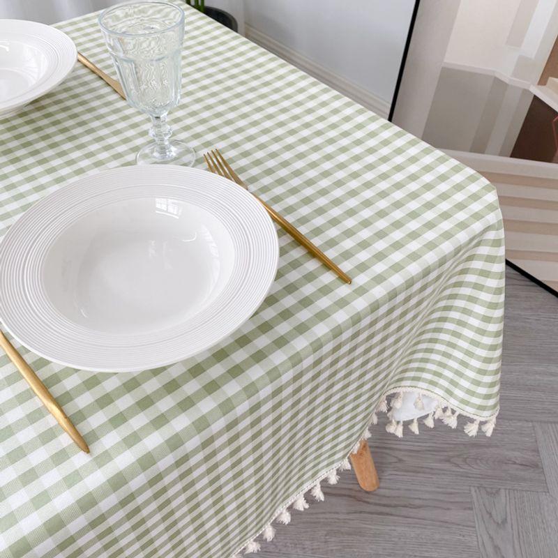

Square Plaid Nordic Internet Celebrity Student Tablecloth Green compartment (oil-proof tassel) 80*80cm