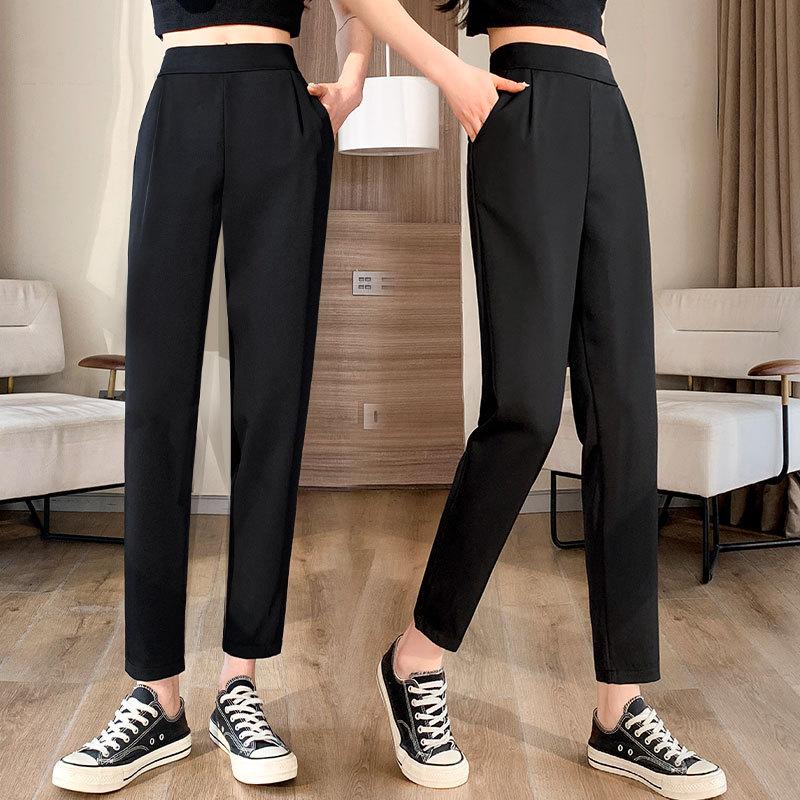 Suit Pants Women's Pants Black Pipe Pants Summer Thin Harlan Pants Pendant Feeling Small Nine-point Casual Pants