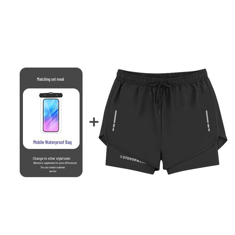 Men's Quick-Dry Swim Trunks: Running, Training, Beach, Double-Layer Anti-Embarrassment, Suitable for European and American Styles.