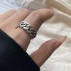 925 Sterling Silver Rings For Women Geometric Fine Jewelry Finger Adjustable Simple Retro Chain Ring For Party Birthday Gift