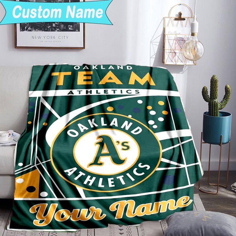 Custom Name Blanket Athletics Oakland Emblem Blanket Bedding Blanket for Travel, Camping, Living Rooms, Offices, Sofas, Fan Christmas gift