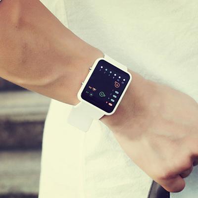 Square Dial Buttons Battery Supply Accurate Adjustable Buckle Sports Watch Unisex Silicone Band LED Display Casual Binary Wrist Watch