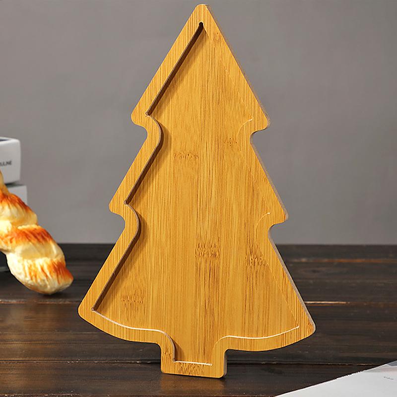 1Pc Christmas Tree Kitchenware Dessert Snack Plate Plate Tray Serving Tray Duoge Serving Dish Wooden