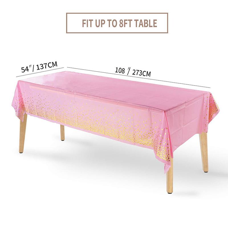 137X274Cm Rectangle Disposable Bronzing Gold Dot Waterproof Party Tablecloth For Birthday Restaurant Wedding Decoration