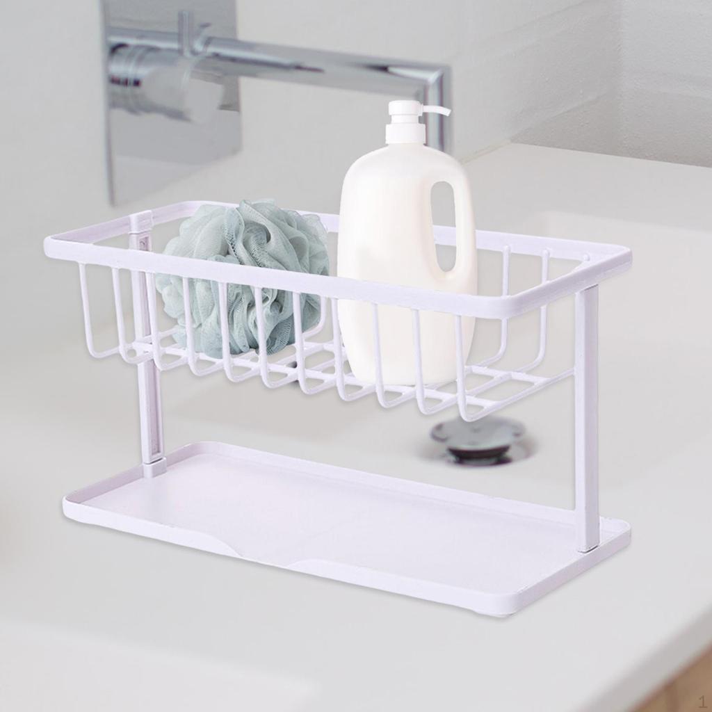 Kitchen Sponge Holder with Drain Tray Drainer Dish Rack for Sink