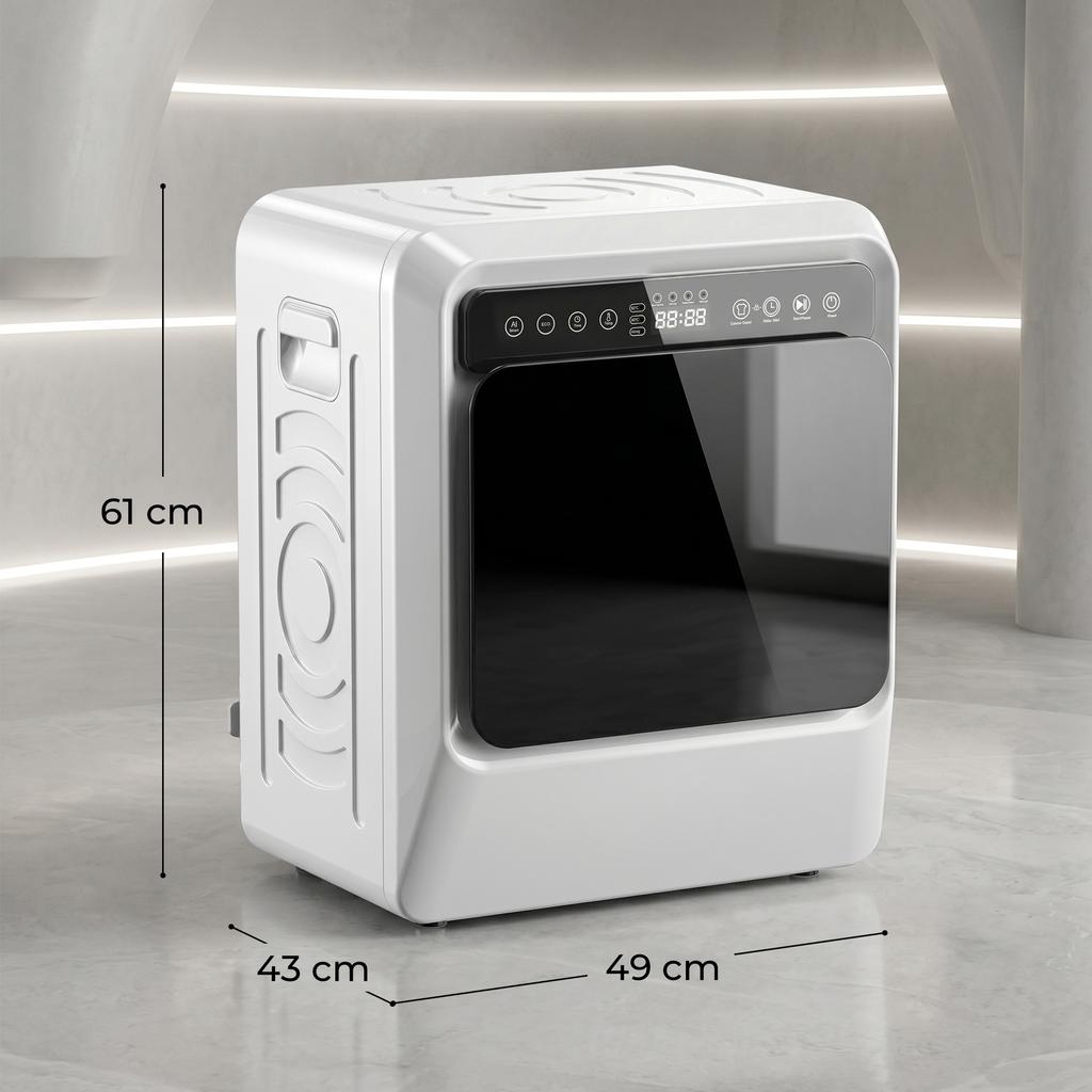 5kg Vented Tumble Dryer, 1000W Compact Tumble Dryer with Smart Drying, Freestanding Stackable Clothes Drying Machine