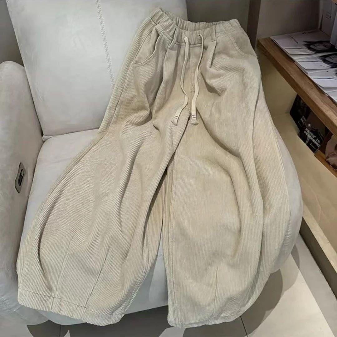 

2026 Japanese Autumn Corduroy Wide-Leg Joggers - Solid Dark Green, Black, Yellow L (60-72.5 kg) покинуть белый