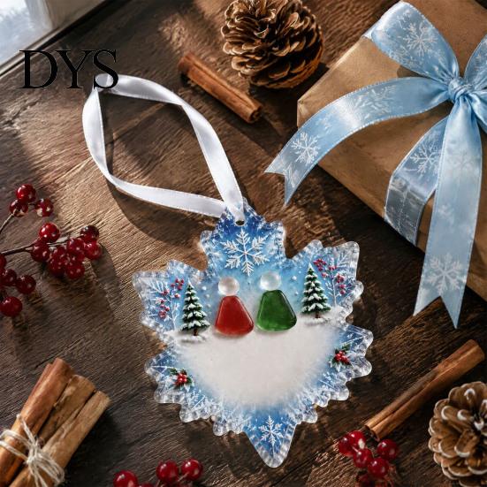 Festive Garden Decorations Snowflake-Shaped Sea Glass Ornament, Acrylic Christmas Friendship Keepsake, Coastal Inspired Party Supplies Tree
