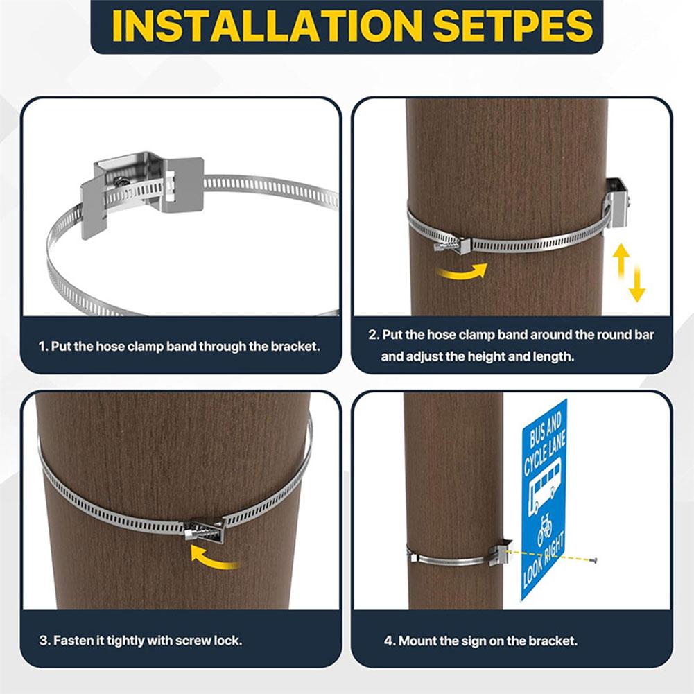 Street Sign Mounting Bracket Camera Pole Mount Adjustable Sign Holder for Stage Lights Solar Panels