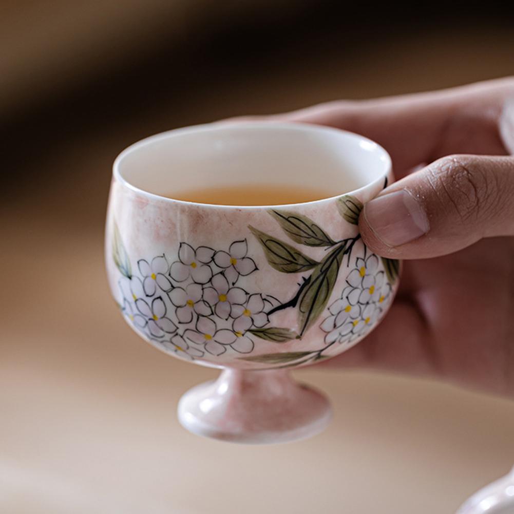 

Ceramic Antique Tea Cup Hand Painted High Base Master Cup For Household A