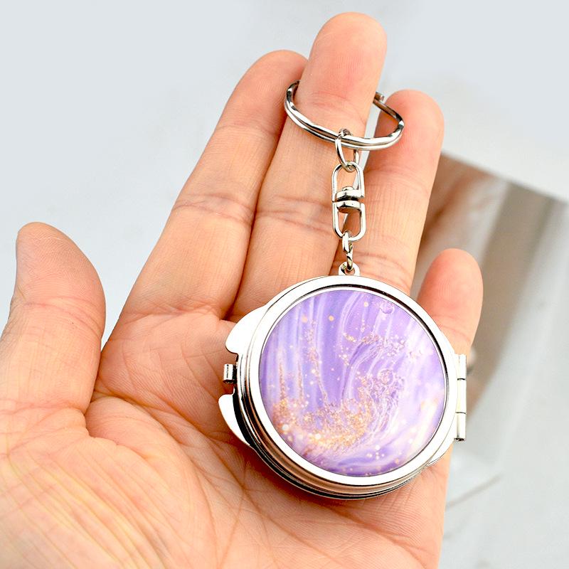 Mini Heart-Shaped Double-Sided Mirror Keychain - Portable Metal Pendant Gift