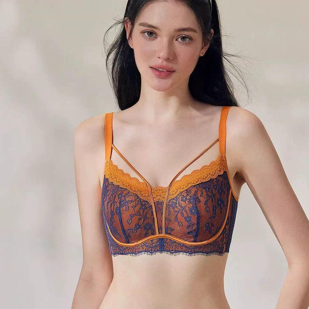 French Lingerie Lace Bra: Soft Underwire, Side Support, Adjustable Straps, and Anti-Sag for Plus Size