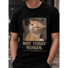 Men's Funny Cat Graphic T-Shirt With Sassy Orange Tabby And 'Not Today Human' Quote, Short Sleeve Crew Neck Cotton Tee For Casual Wear