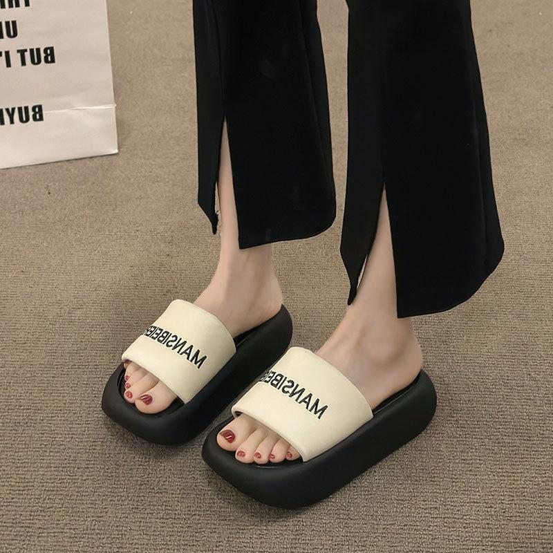 Fashion Sports Style Thick-soled Cool Slippers Outer Wear 2025 Summer New Soft-soled One-word Drag Small Beach Shoes