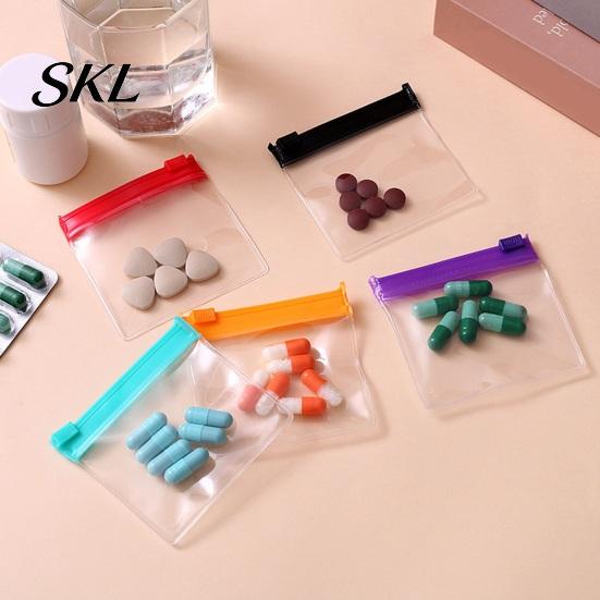 Self-sealing Zipper Pouch Slide Lock Medicine Bags, Compact Travel Pill Set, Accessory Bag Reusable EVA Waterproof Storage Bag, for Small Items