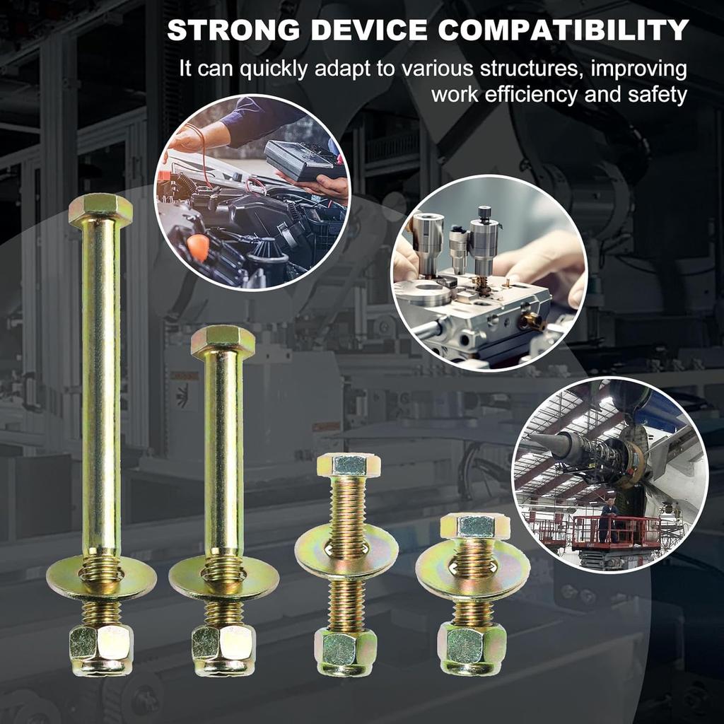 1/2" x 10" Hex Head Bolt by Color Galvanization with Nylon Lock nut and Large Size Washer Assortment Kit,Alloy Steel,Grade 5.(4pcs Pack)