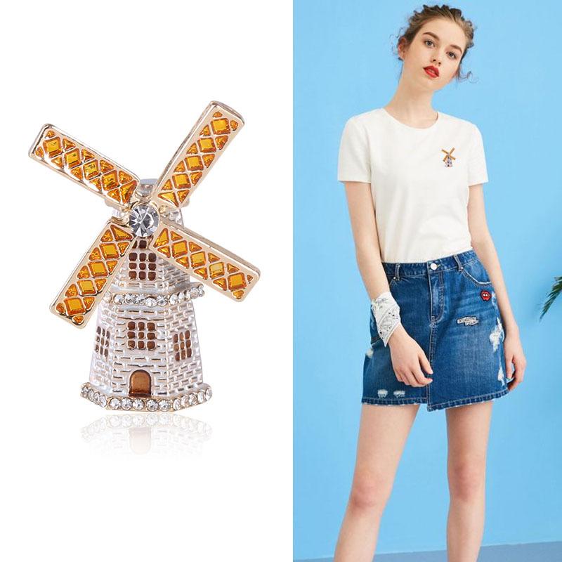 Fashion Creative Drip Lighthouse Windmill Brooch, Elegant Temperament, Popular Women'S Pin