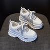 Thick-soled leather surface heightening dad shoes girl 2025 new ins fried street casual breathable muffin shoes little white shoes