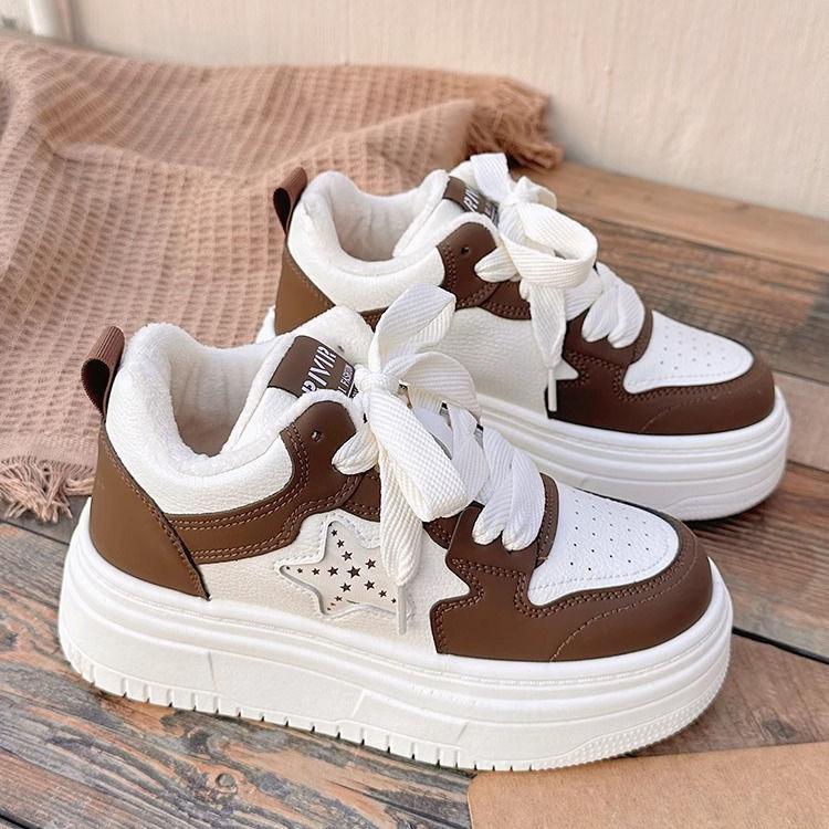 

Дофаминовая платформа белые туфли женские туфли новые осень и зима бархатные две хлопковые туфли нескользящие спортивные и повседневные 40