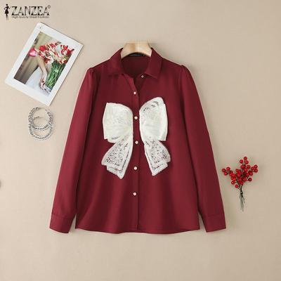 Lässige Bluse mit Umlegekragen und langen Ärmeln für Damen