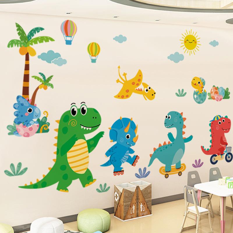 Dinosaurierpark Wandaufkleber für Kinder, Cartoon Tier Wandtattoos, Kinderzimmer Schlafzimmer Heimdekor Abnehmbare Wandkunst