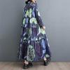 Loose and Thin Fashion Long-sleeved Printed Mid-length Dresses