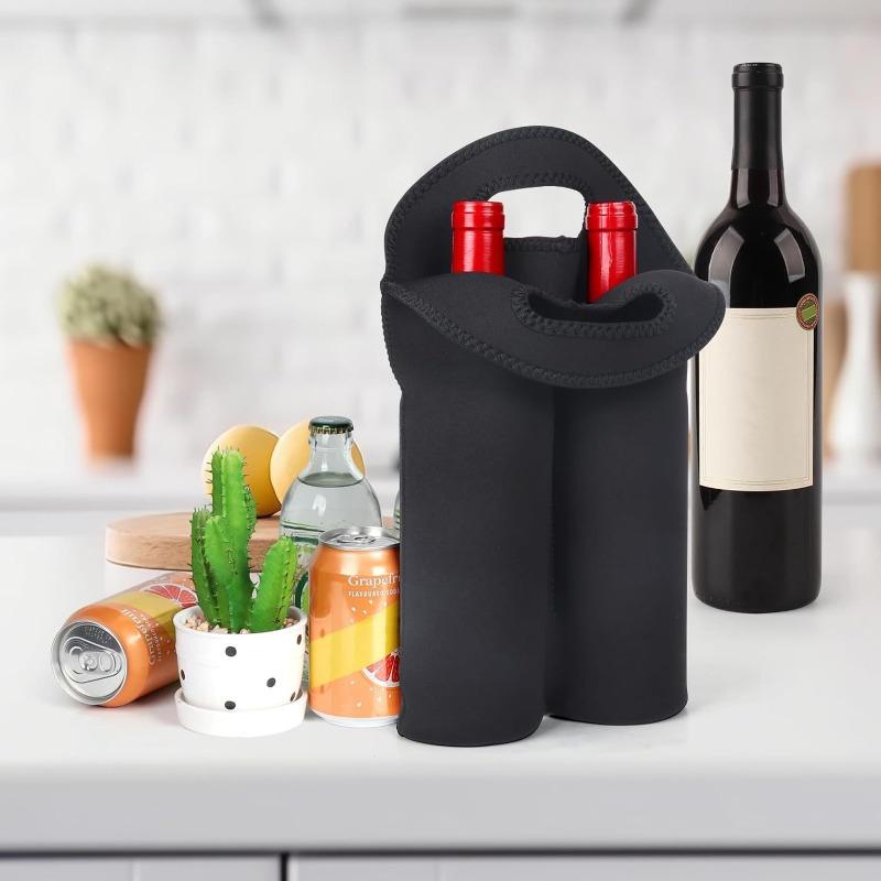 2-Pack Insulated Rubber Wine Bottle Covers with Carry Handles - Multi-Color Options, Convenient and Practical for Home