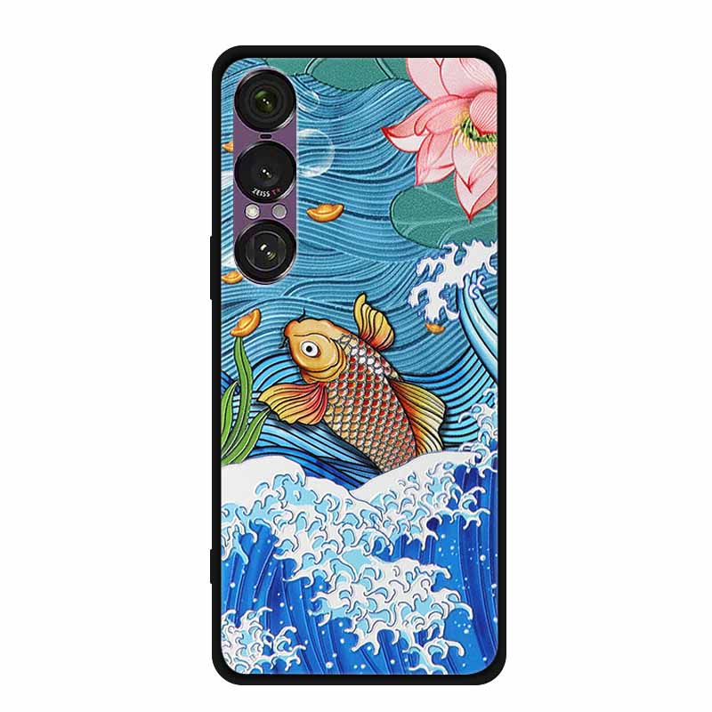 3D Emboss Case For Sony Xperia 1 VII 5G Case Flowers TPU Soft Silicone Back Cover For Sony Xperia 1 VII 2025 Phone Case XQ-FS54