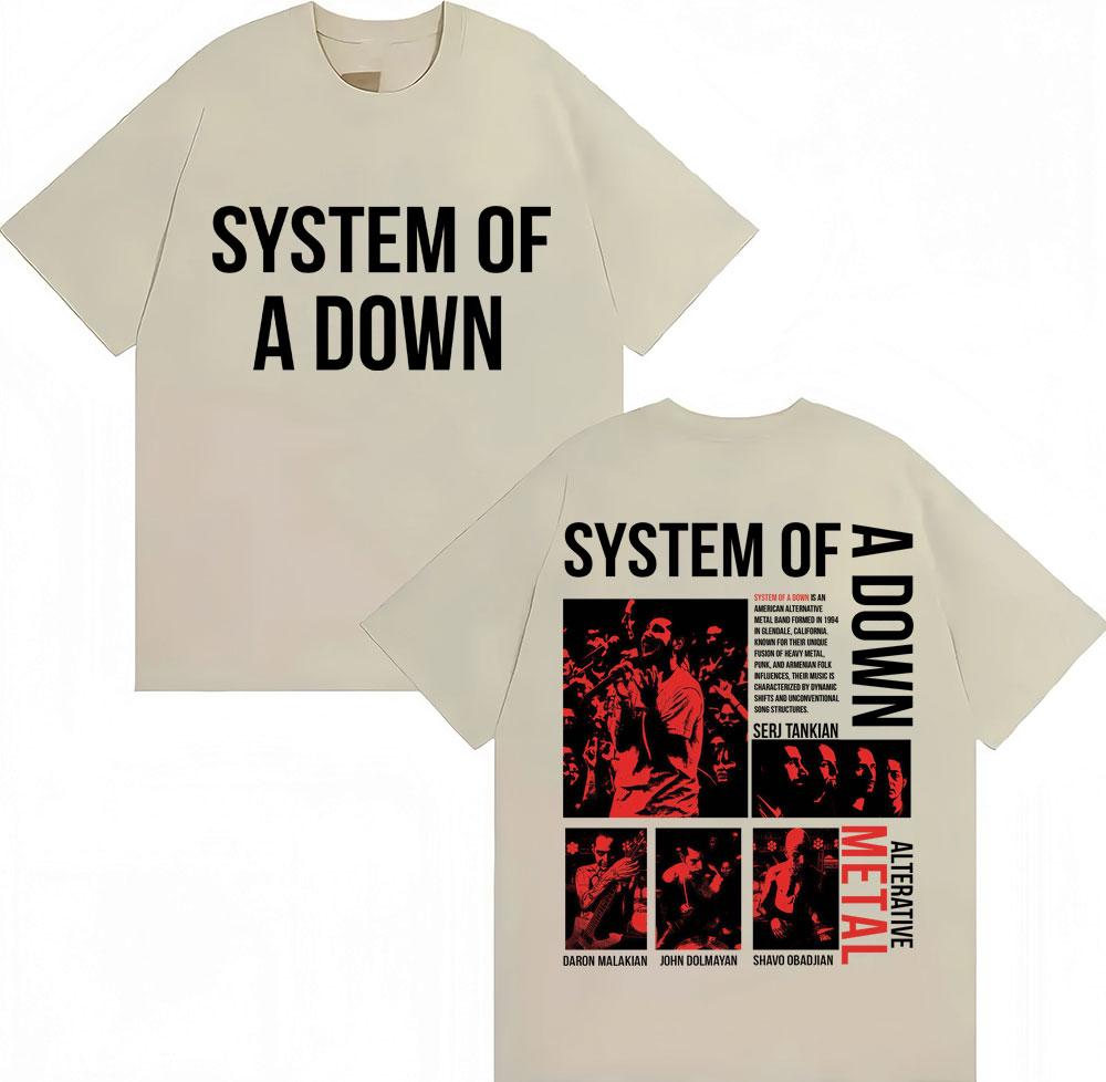Rock Band System of A Down TShirts Unisex Women Vintage Alternative Metal Music Tshirts Unisex Women Cotton Oversized Male T Shirt